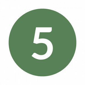 chiffre 5 dans un cercle, ecrit en blanc sur fond vert