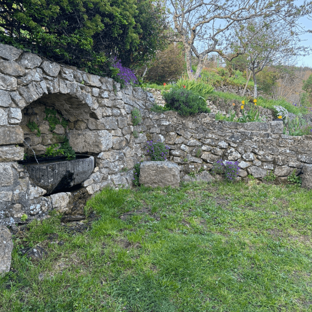 coin jardin du gite pourette avec vue depuis la maison